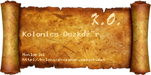 Kolonics Oszkár névjegykártya